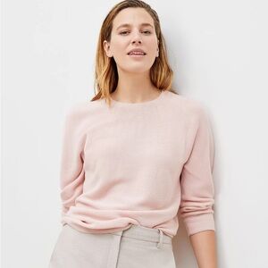 M.M. Lafleur Pink Peony Quiet Luxury Chic Knit Cotton Chadwick Sweater Large